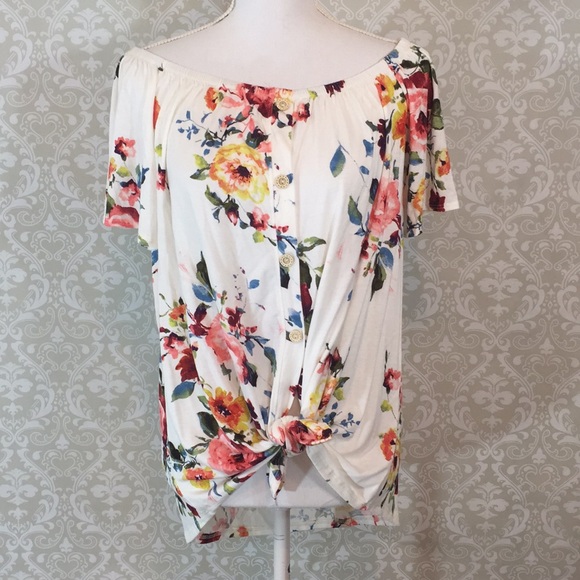 {143Story by Line Up}Sz M Floral Off ShoulderTop - Picture 2 of 5